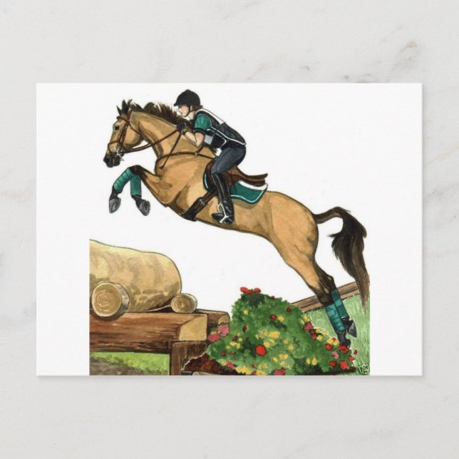 Postal gran salto de piel de hebilla xc HORSE ART Eventin (Anverso)
