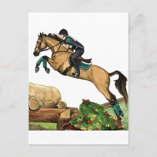 Postal gran salto de piel de hebilla xc HORSE ART Eventin (Anverso)
