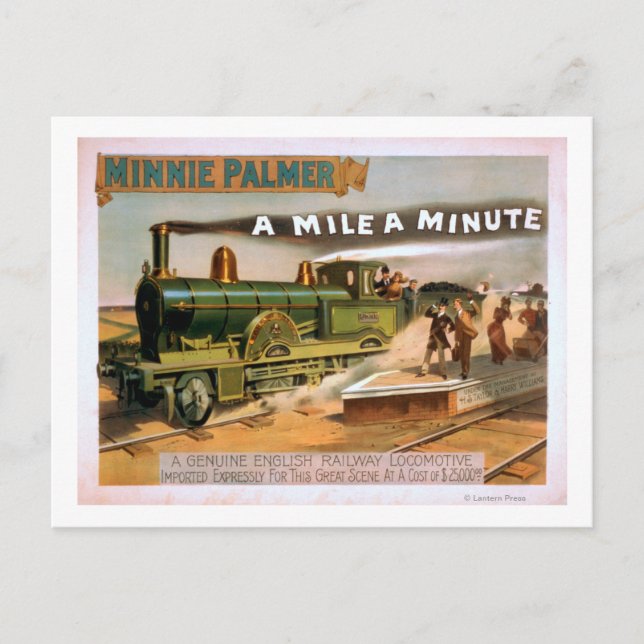 Postal Gran Teatro de Tren Locomotor "A Mile a Minute" (Anverso)