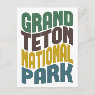 Postal Gran Teton Parque Nacional Ola Retro