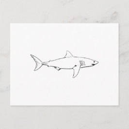 Postal Gran tiburón blanco (arte de la línea)