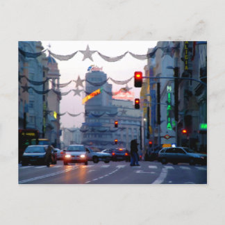 Postal Gran Vía de Madrid en Navidad