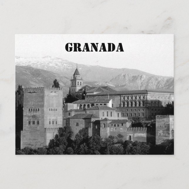 Postal granada alhambra gris (Anverso)