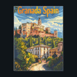 Postal Granada España<br><div class="desc">Sumérjase en la encantadora belleza de Granada con nuestro viaje y ilustracion. Este cautivador artículo capta la esencia de la ciudad, donde la Alhambra, obra maestra morisca, se alza contra el telón de fondo del nevado Sierra Nevada. Imagínate deambulando por las estrechas calles del Albaicín, saboreando tapas en plazas vibrantes...</div>