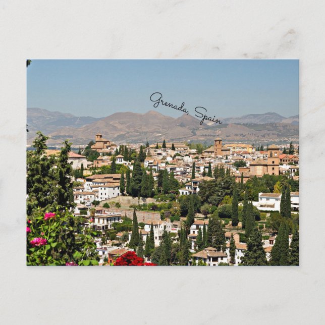 Postal Granada, España, paisaje urbano (Anverso)