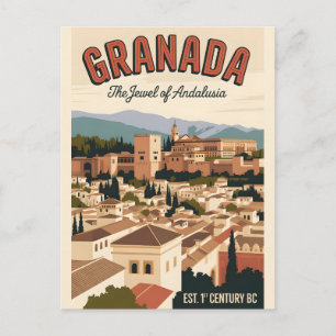 Postal Granada España Retiro Silueta Urbana Viaje