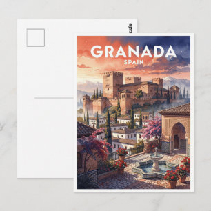 Postal Granada España Viaje Vintage