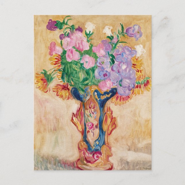 Postal Grand Bouquet au Vase en Porcelaine | Louis Valtat (Anverso)
