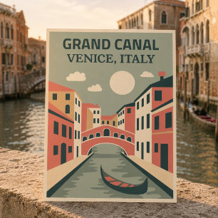 Postal Grand Canal Venecia Italia Rústico Vintage Retro