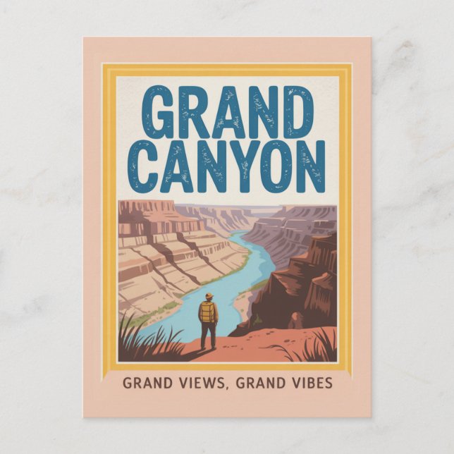 Postal Grand Canyon USA Retro National Park Hiker (Anverso)