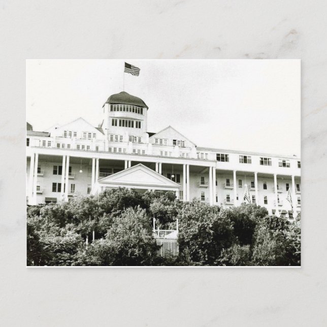 Postal Grand Hotel, Isla Mackinac, blanco y negro (Anverso)