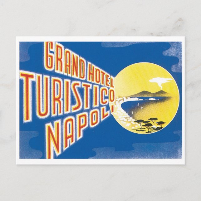 Postal Grand Hotel Turistico Napoli Italia Vintage (Anverso)