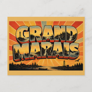 Postal Grand Marais Minnesota Lago Superior Faro