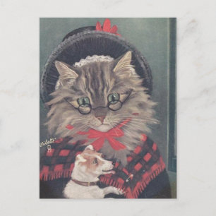 Postal Grand mère chat et chien