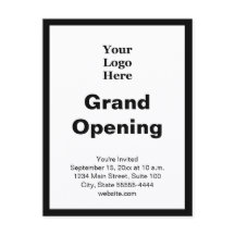Grand Opening Business Logo Black White Invitation