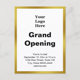 Postal Grand Opening Business Logo Gold White Invitation