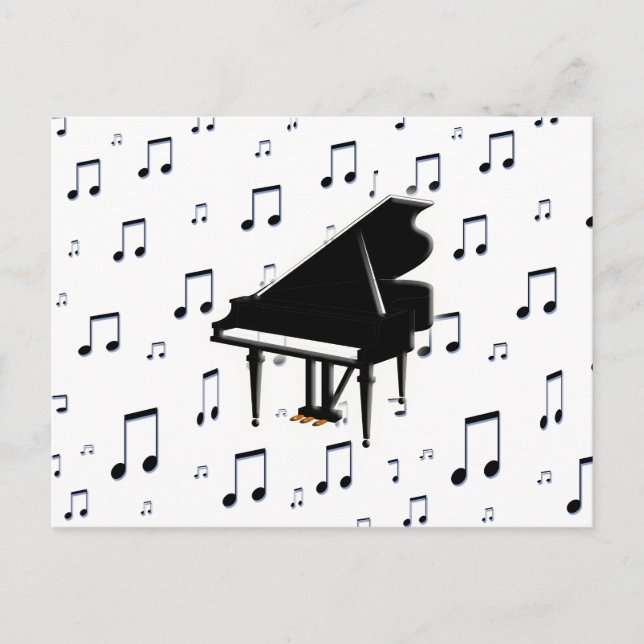 Postal Grand Piano and Music Notes (Anverso)
