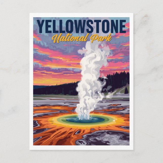 Postal Grand Prismatic Spring Geyser Art (Anverso)