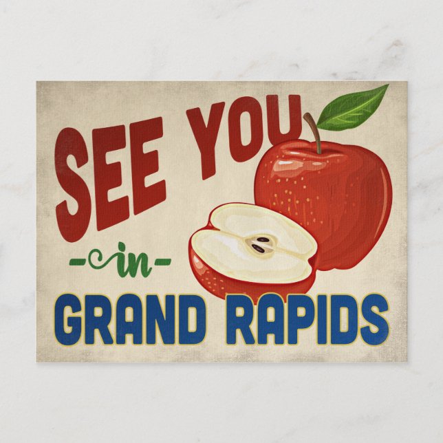 Postal Grand Rapids Michigan Apple - Vintage Travel (Anverso)