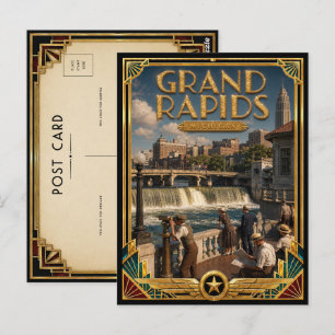 Postal Grand Rapids Michigan Arte Deco Vintage Edad Dorad