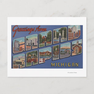 Postal Grand Rapids, Michigan - Escenas de letras grandes