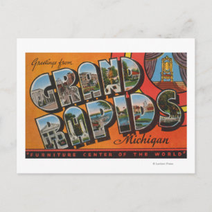 Postal Grand Rapids, Michigan - Escenas de letras grandes