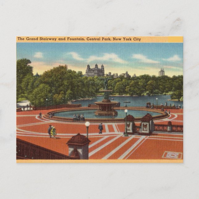 Postal Grand Stairway Fuente Central Park NYC, Nueva York (Anverso)