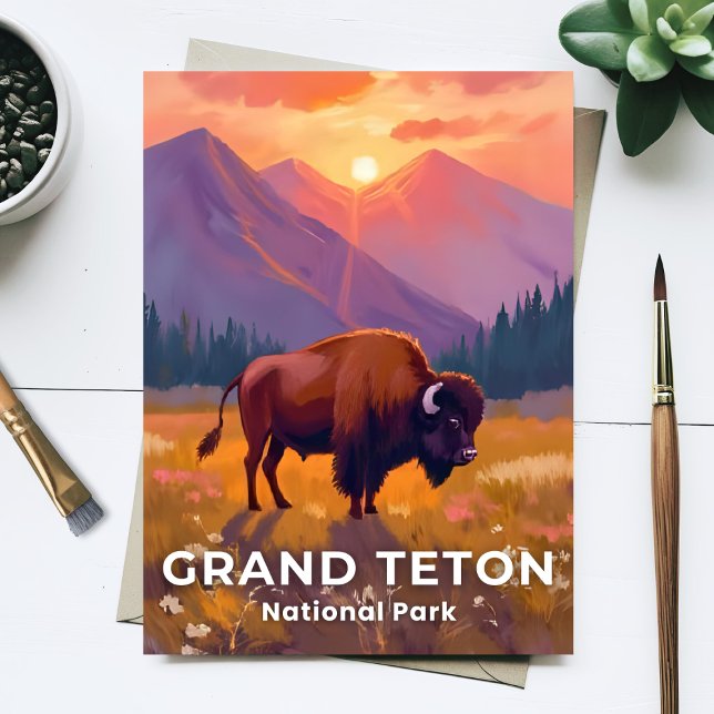 Postal Grand Teton National Park | Bison Wyoming Travel (Subido por el creador)