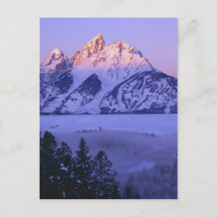 Postal GRAND TETON NATIONAL PARK, WYOMING. EE. UU. Niebla