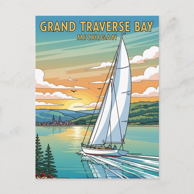 Postal Grand Traverse Bay Michigan Travel (Anverso)
