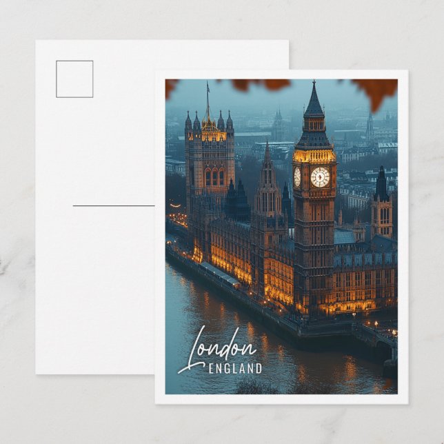 Postal Grandes Casas del Parlamento Londres Inglaterra (Anverso / Reverso)