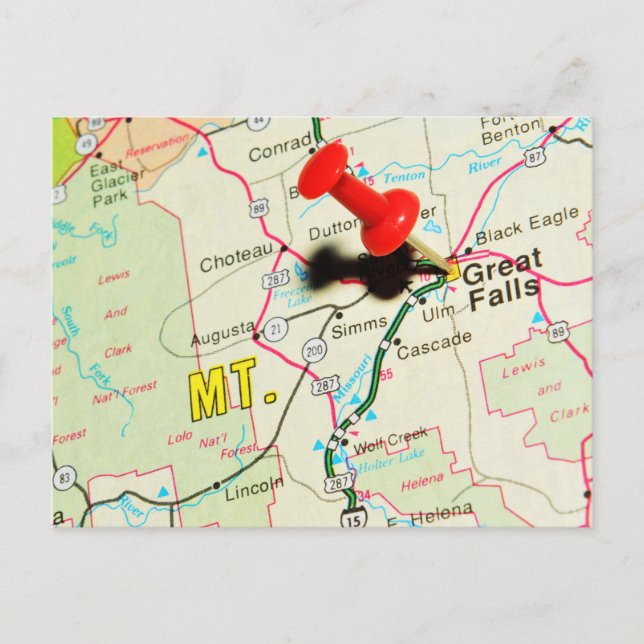 Postal Grandes cataratas, Montana (Anverso)