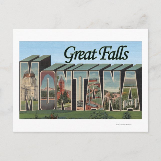 Postal Grandes cataratas, Montana - Grandes escenas de le (Anverso)