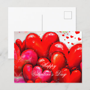 Postal Grandes corazones rojos San Valentín