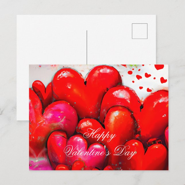 Postal Grandes corazones rojos San Valentín (Anverso / Reverso)