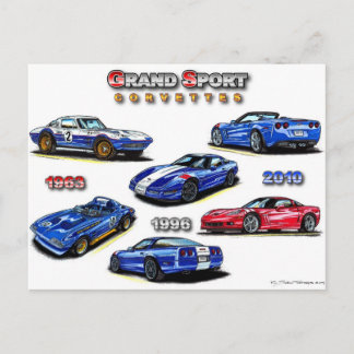 Postal Grandes Corvettes deportivos 1963, 1996, 2010