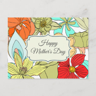 Postal Grandes Flores Coloridas Feliz Día de la Madre