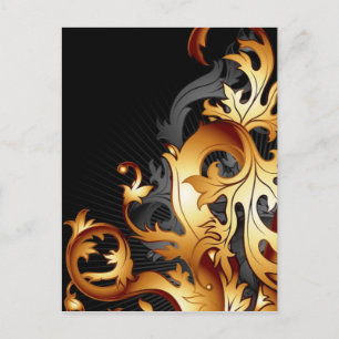 Postal grandes gatsby abstract flourier hoja de oro y neg