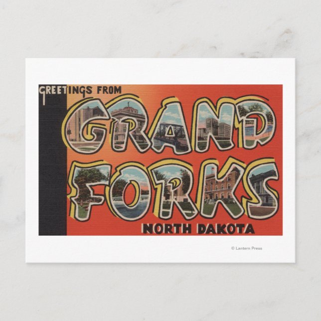 Postal Grandes horquillas, Dakota del Norte - Escenas de  (Anverso)