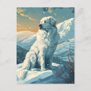 Postal Grandes pirenas en el bosque nevado al atardecer