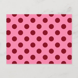 Postal Grandes puntos retro - burdeos sobre rosa