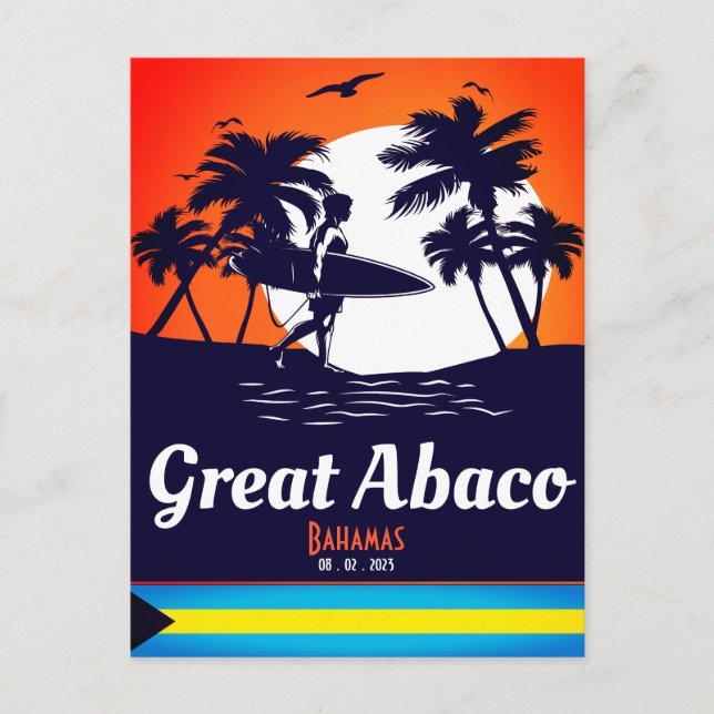 Postal Grandes recuerdos de la isla del Abaco Bahamas (Anverso)