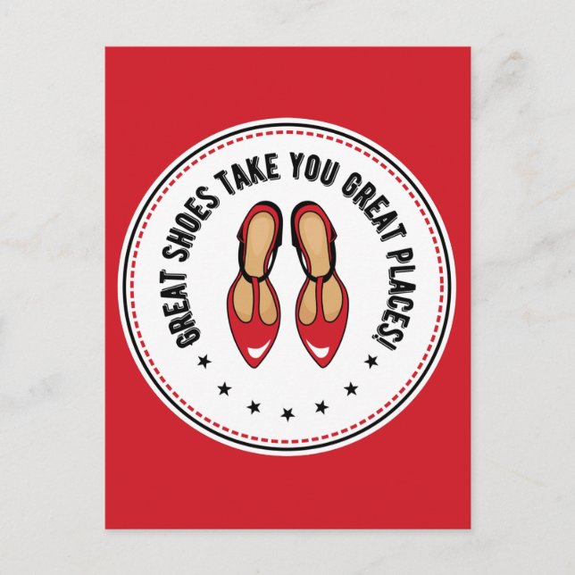 Postal Grandes Zapatos Te Llevan Grandes Lugares Cute Zap (Anverso)