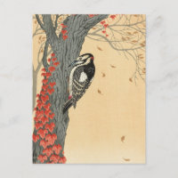 Grandioso pájaro carpintero en árbol con marfil ro