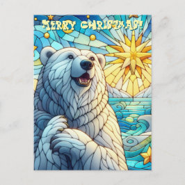 Postal Grandioso y caprichoso oso polar Faux Stained Glas