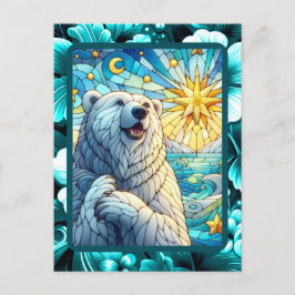 Postal Grandioso y caprichoso oso polar Faux Stained Glas