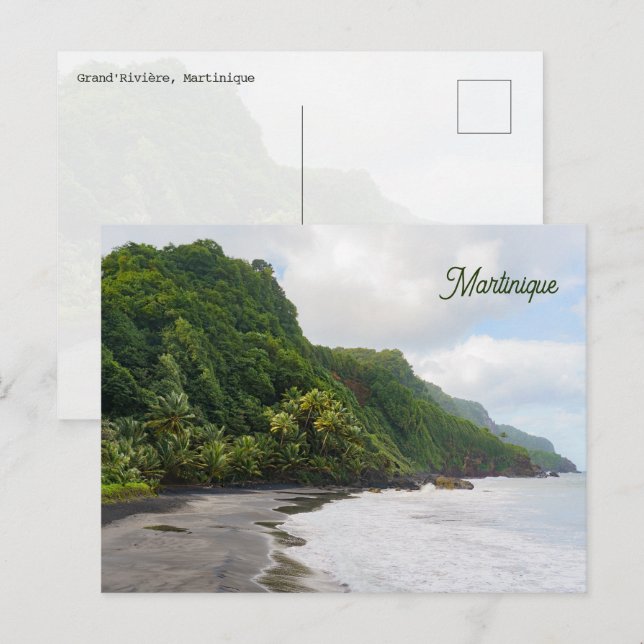 Postal Grand'Rivière Martinique Black Sand Beach Nature (Anverso / Reverso)