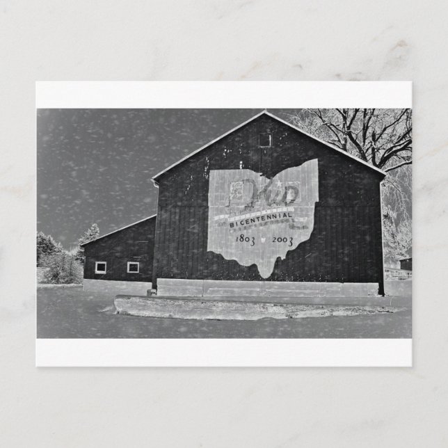 Postal Granero de Ohio en invierno (Anverso)