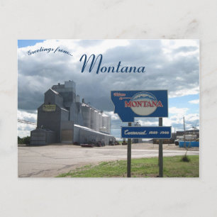 Postal Granero en la línea estatal Montana en Montana