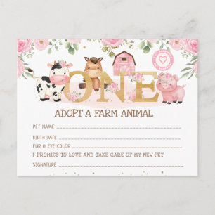 Postal Granja 1º cumpleaños Adoptar un Certificado de Ani